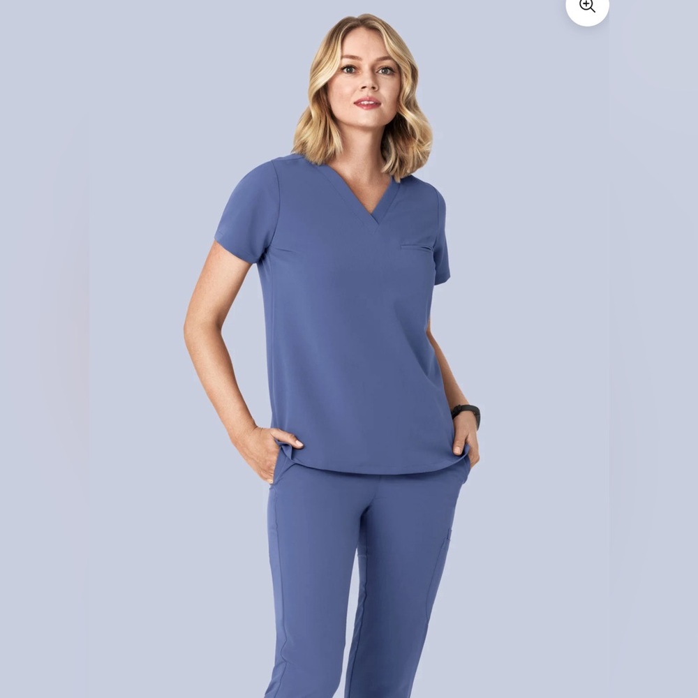 Mandala Scrubs Set Deep Periwinkle One Pocket Top and High Waisted Jogger Pants